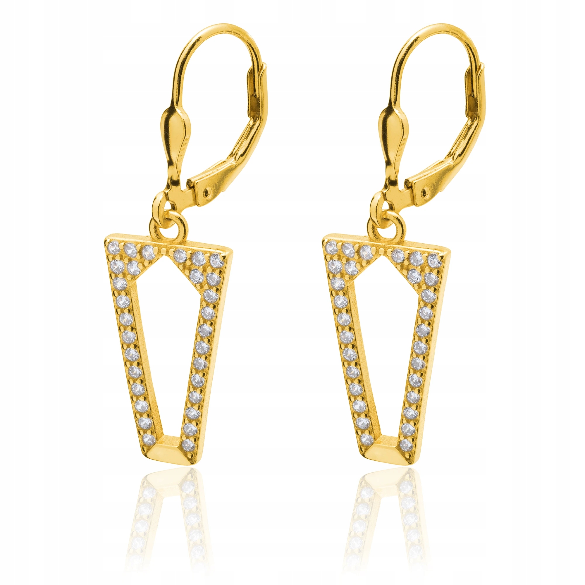 Náušnice Pozlacené Se Zirkony, Závěsné Stříbro 925, Francouzské Zapínání