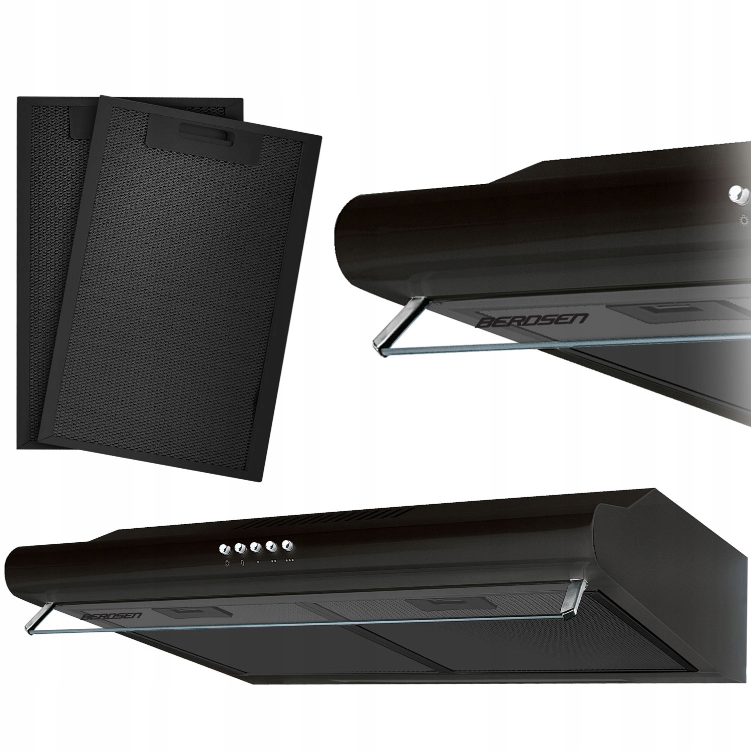 Podskříňková kuchyňská digestoř pohlcovač 50 cm Berdsen BE-10-A černá