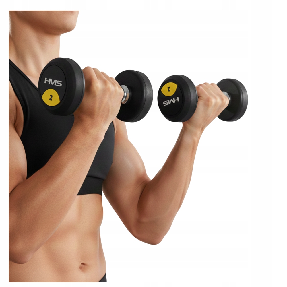 Hantle Ciężarki Gumowane Chromowane Do Ćwiczeń Fitness Hms Zestaw 2x2 kg