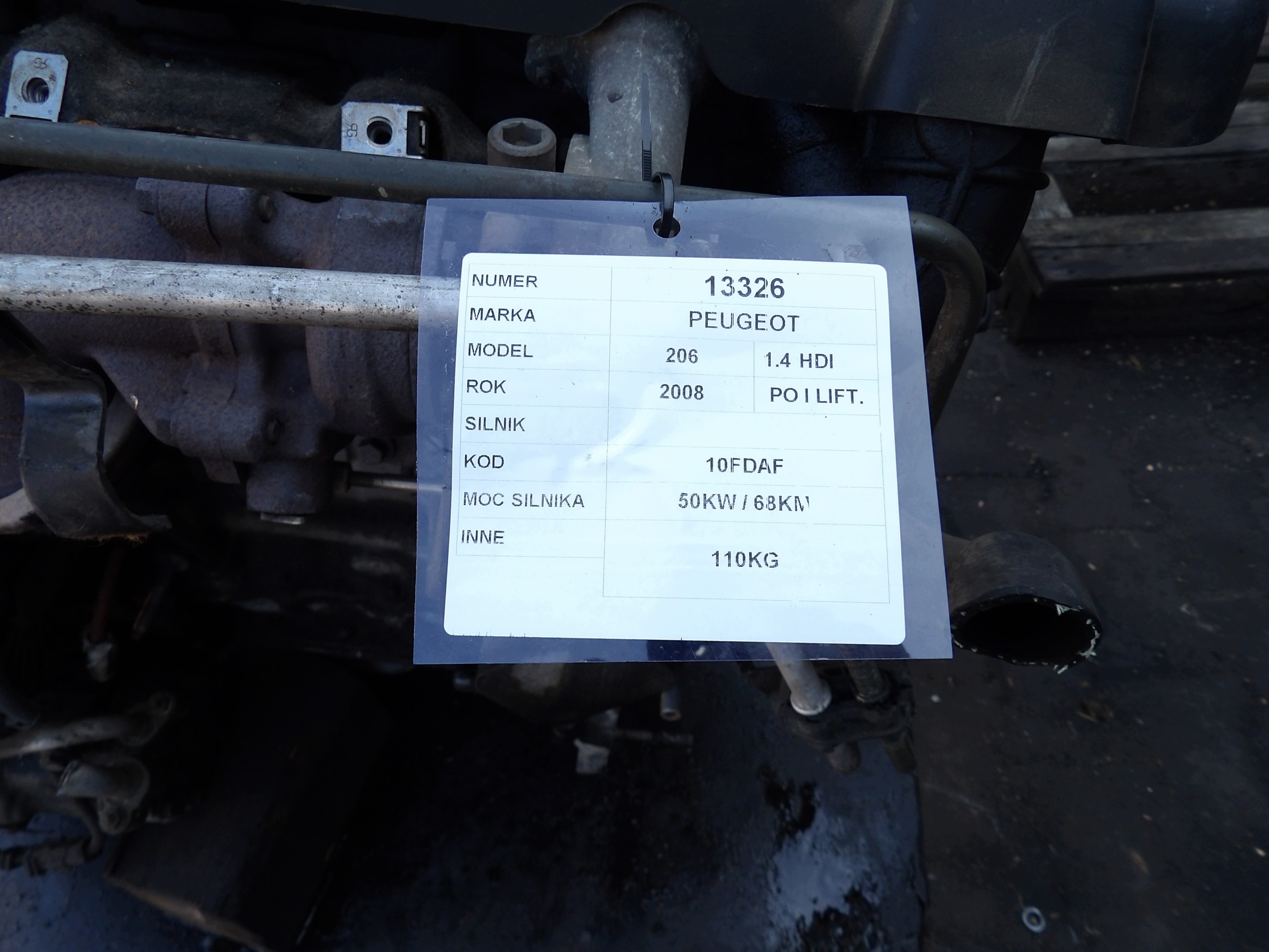 Peugeot 206 1,4 hdi engine complete 10FDAF