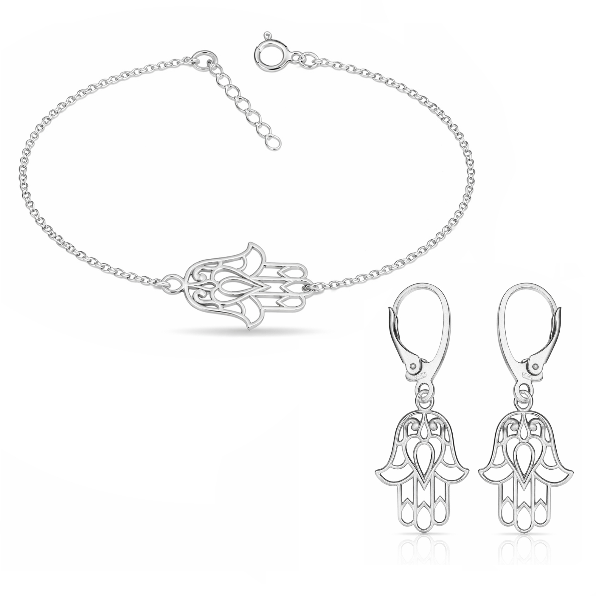 Ruka Fatimy Hamsa Stříbrný set šperků rolo stříbro 925