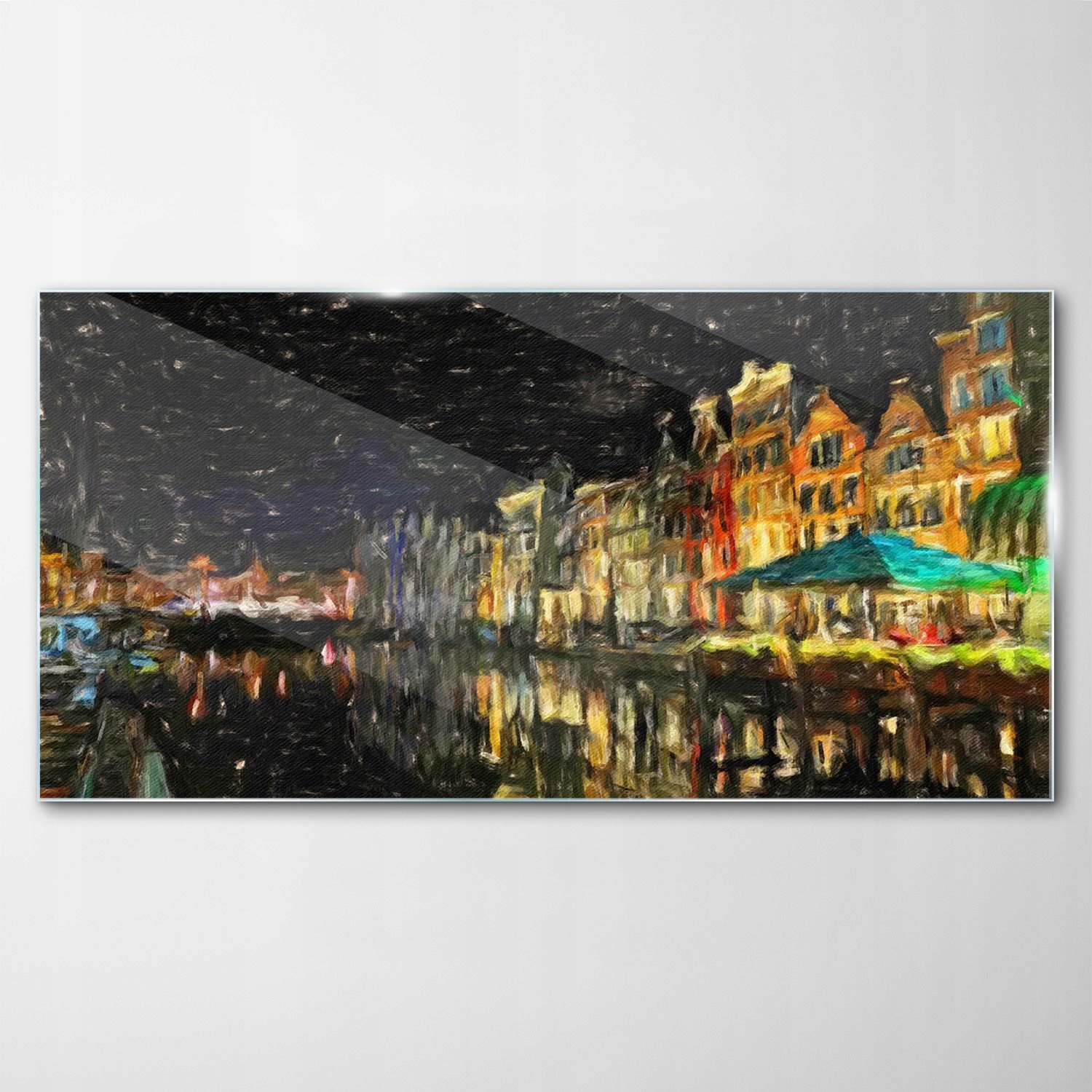 Obraz na skle Dekor Mesto Noc Amsterdam 120x60