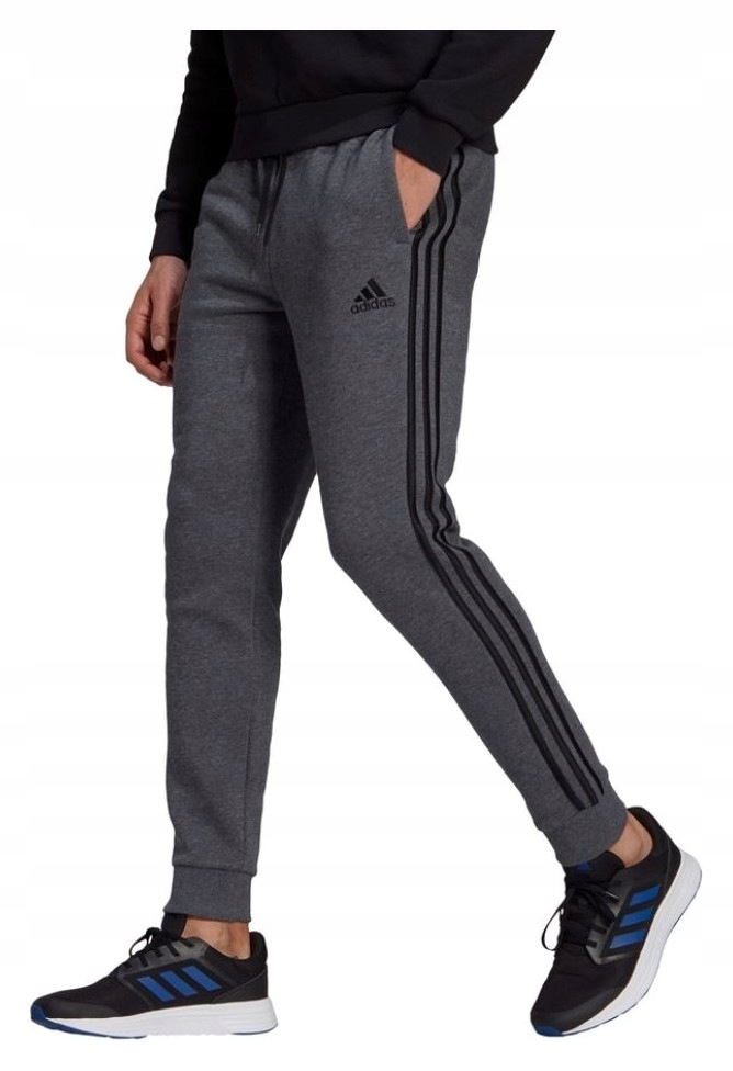 Kalhoty Adidas Essentials Tapered Cuff 3 Stripes Tmavě Šedé GK8826 vel. S