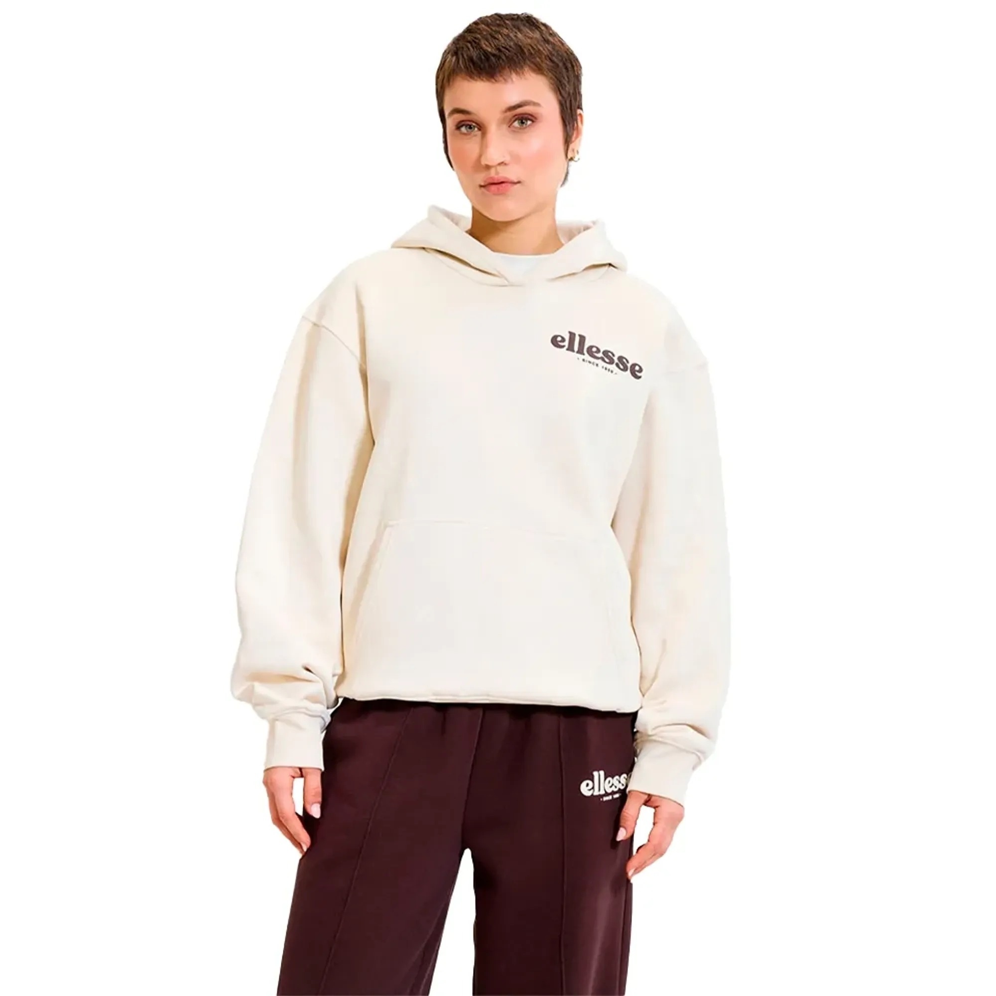 Ellesse Béžová Mikina S Kapucí S Potiskem A Elastickým Pasem 40 Xta
