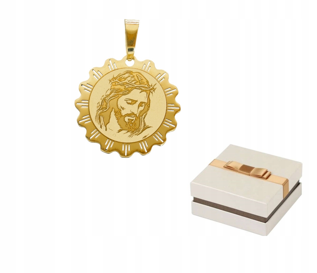 Zlato 585 Zlatý medailonek Ježíš v trnové koruně 14 karátů Gravírování ZZ41