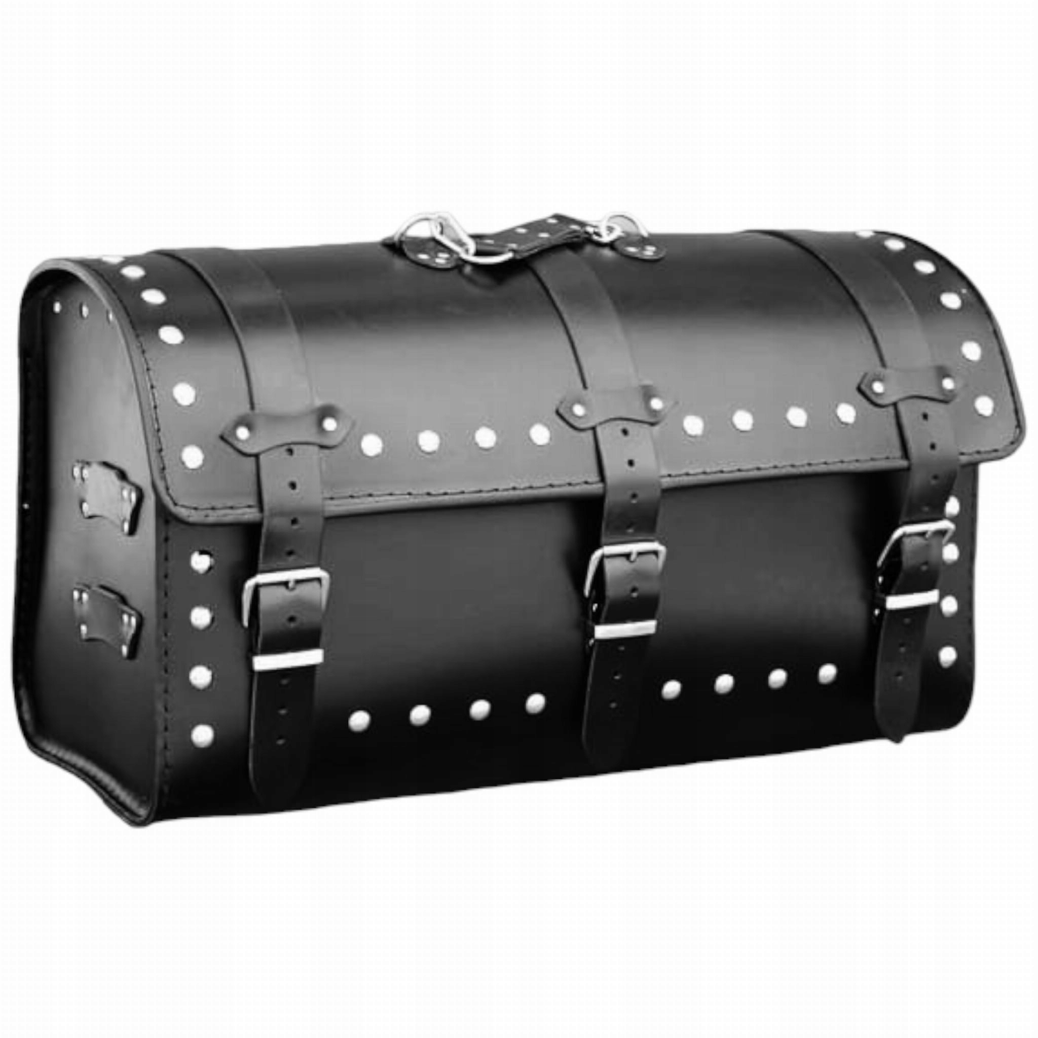 Motocyklový kufr ProSpeed Kožený Černý 48 litrů, 2 helmy s cvočky