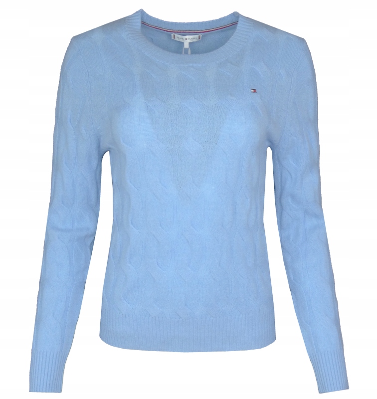 Tommy Hilfiger dámský vlněný svetr s copánkem, modrý, XL