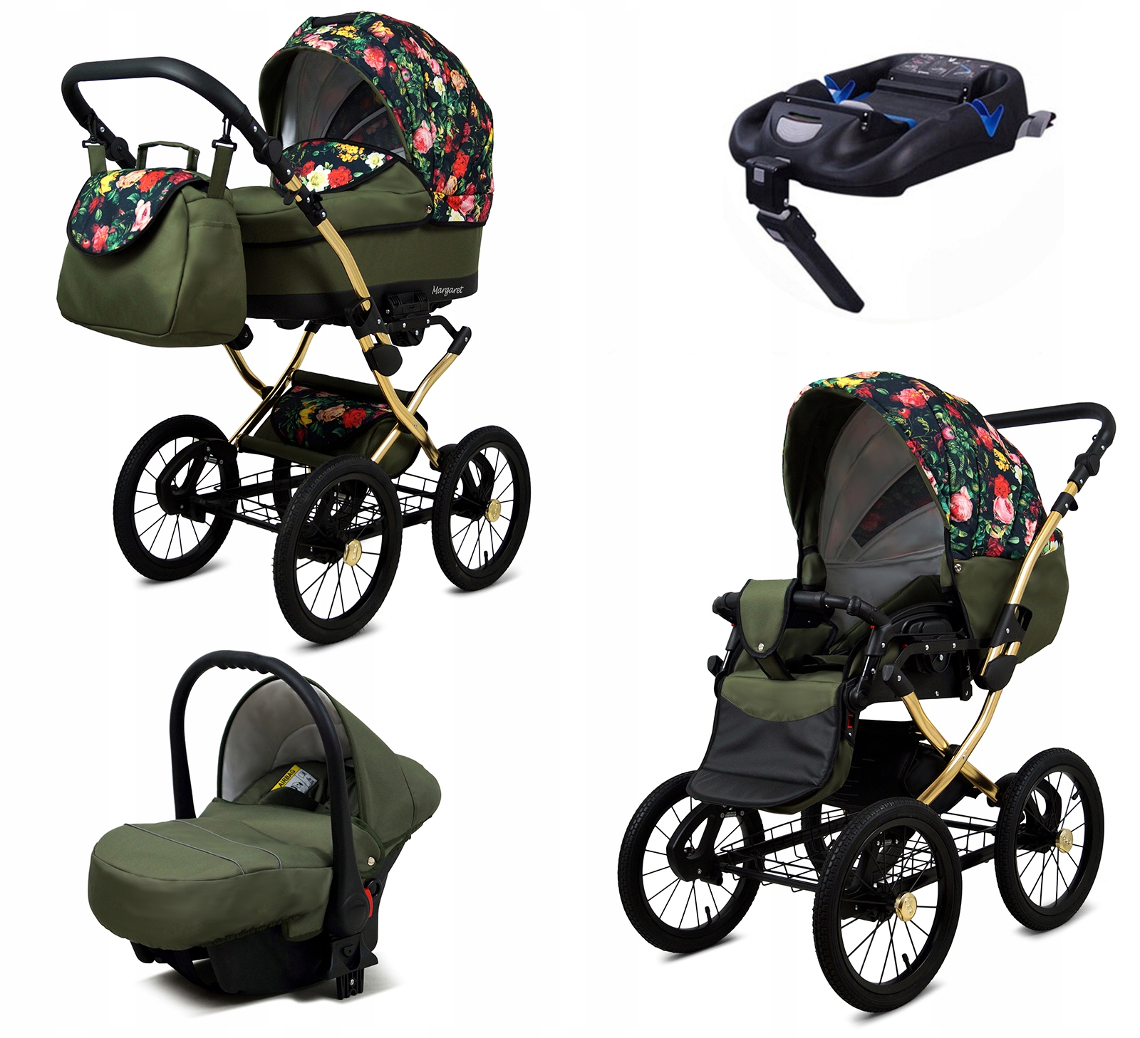 Wózek 4w1 BabyLux Margaret spacerówka gondola fotelik samochodowy Isofix