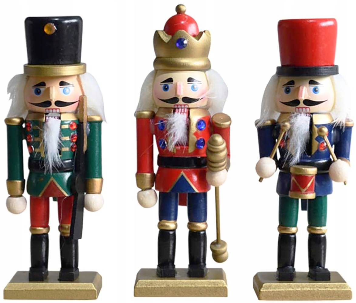 DREWNIANY DZIADEK DO ORZECHÓW FIGURKI ŚWIETA 3 SZT Motyw inny