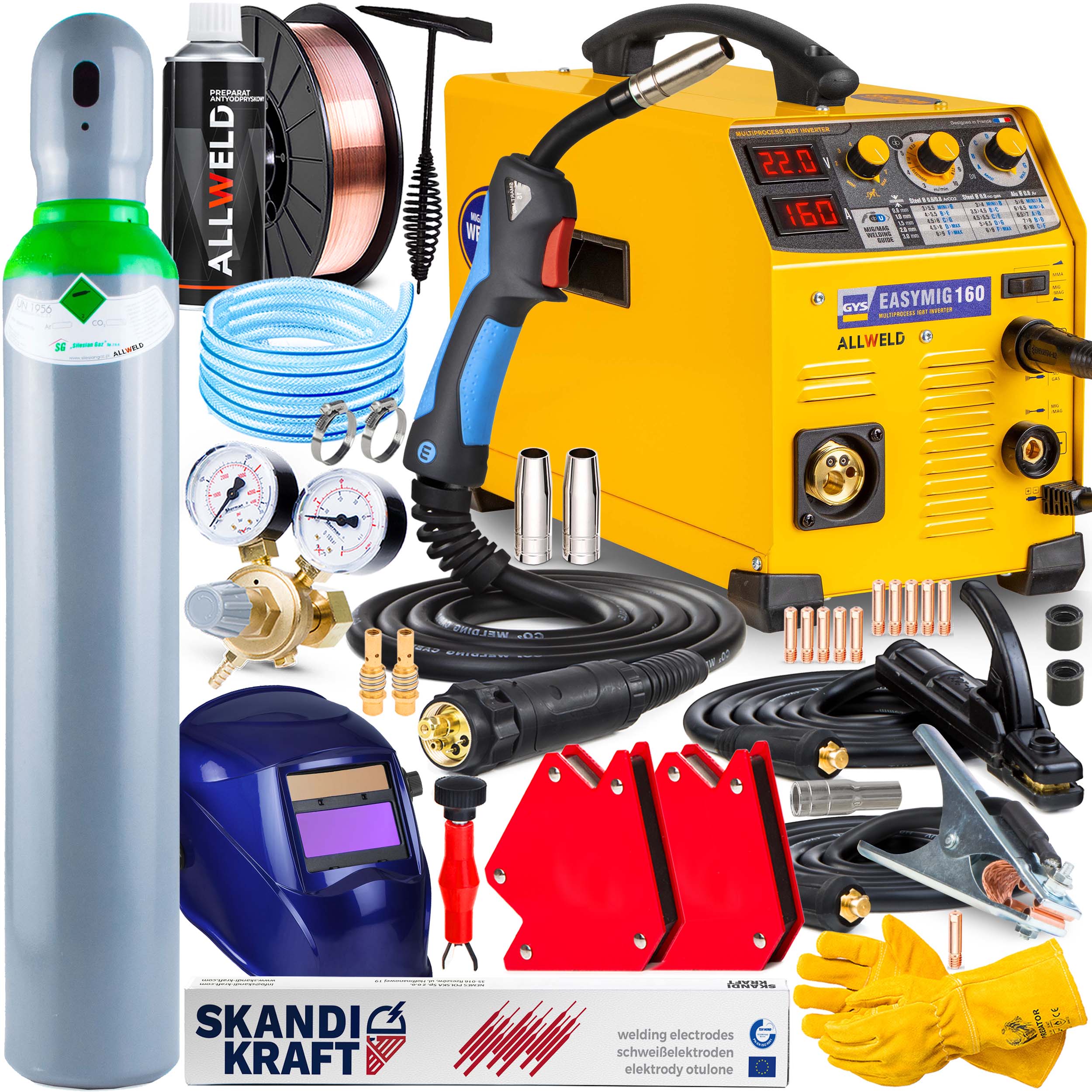 SPAWARKA INWERTEROWA GYS EASY MIG 160 MAG MMA ALUMINIUM FLUX 160A 230V