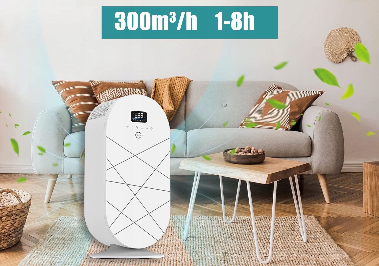 OCZYSZCZACZ POWIETRZA JONIZATOR HEPA13 WIFI Aplikacja STERYLIZACJA UV Marka Carruzzo