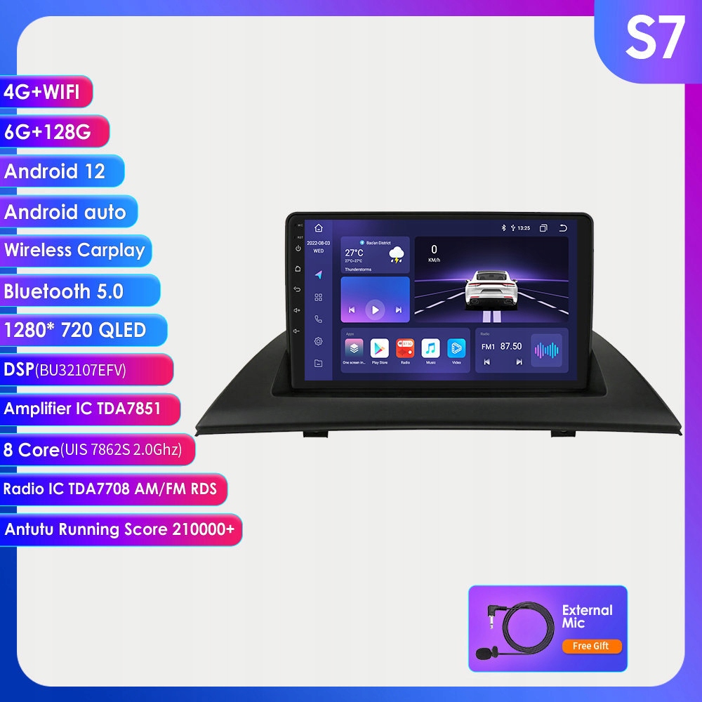 RADIO GPS ANDROID BMW X3 E83 2003-2010 SIM 6/128GB