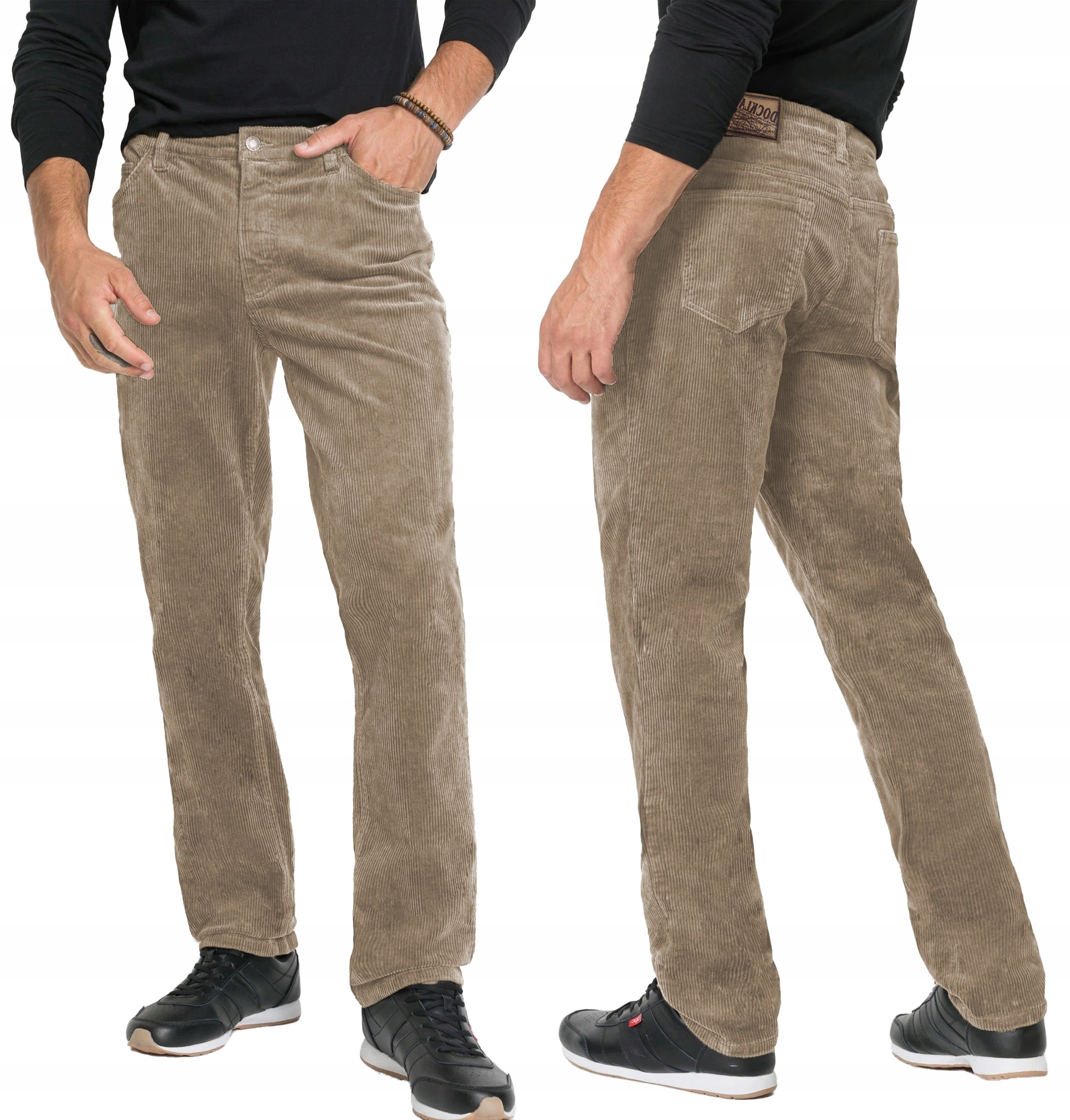 Ciepłe Spodnie Sztruksowe Męskie Bawełniane Sztruks dla Wysokich T815 36/34