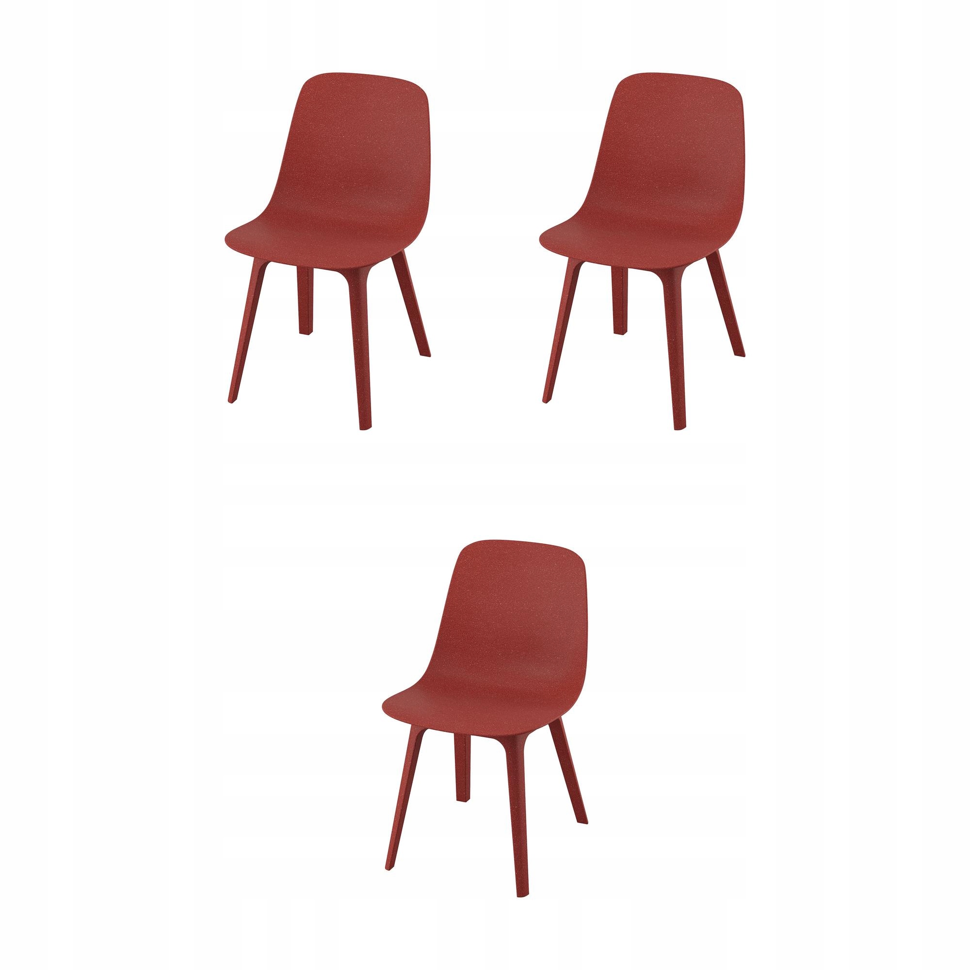 3 szt. Krzesło Odger Czerwone Ergonomiczne Stylowe Komfortowe