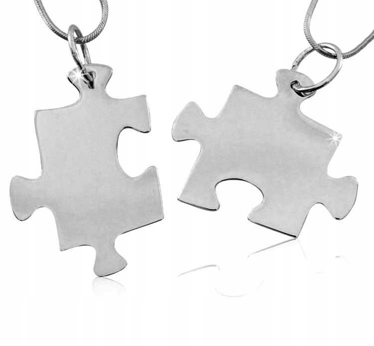 78 Dva Přívěsky Puzzle Puzzel Stříbro 925 Gravírování