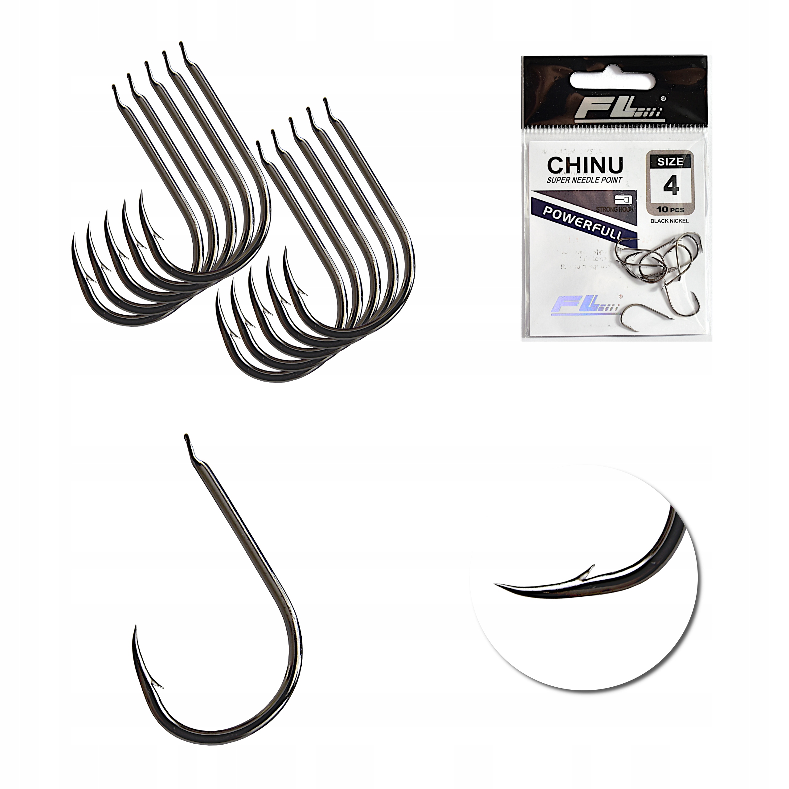 

Zestaw Haczyk Haczyki Fl Chinu r 4 B.Nickel 10 szt