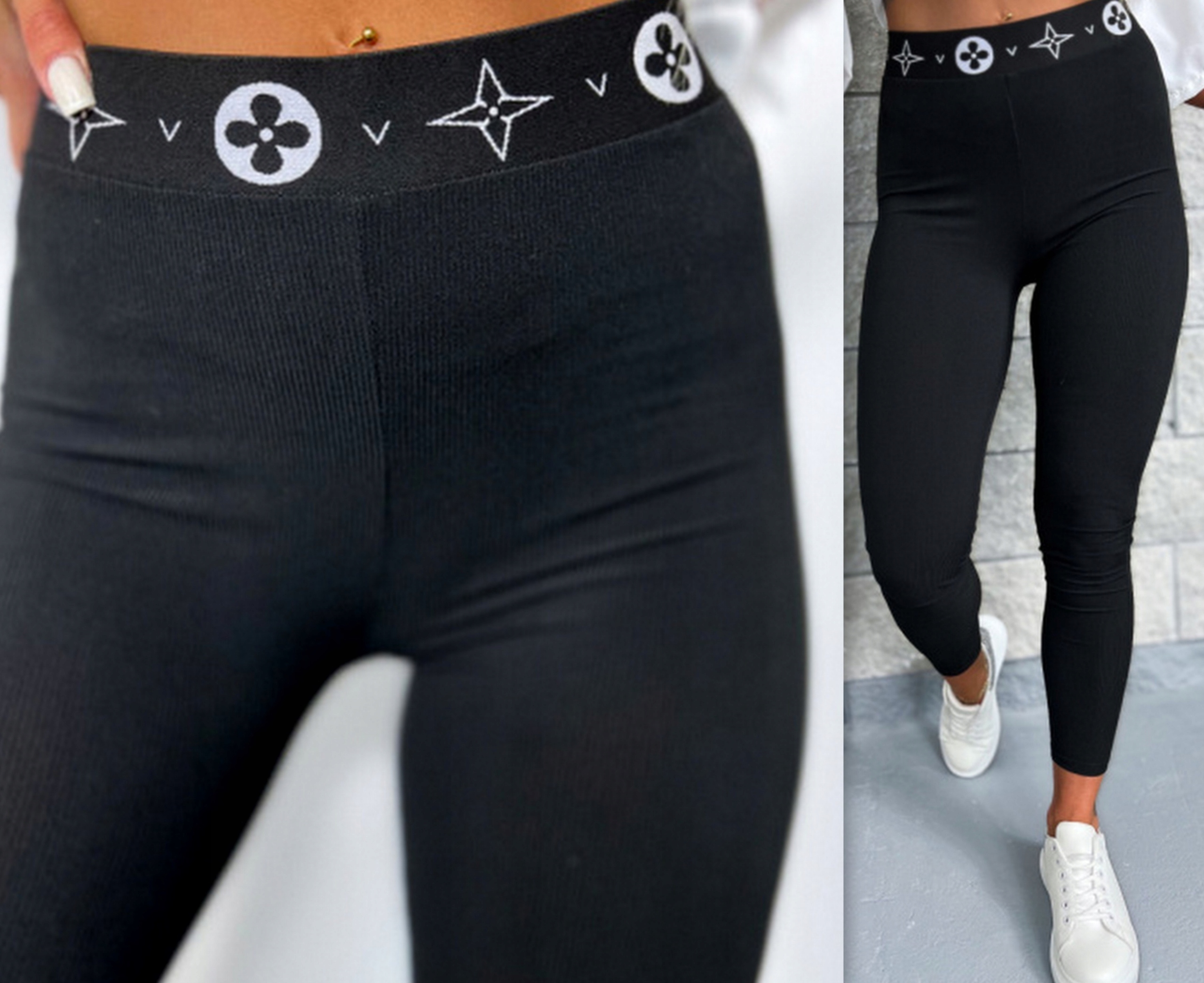 LEGGINSY z WYSOKIM STANEM PRĄŻKOWANE MODELUJĄCE BAMBUS KRYJĄCE L/XL Rozmiar L/XL