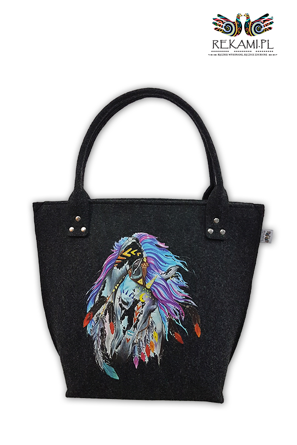 

Torebka filcowa z aplikacją - Koń Boho
