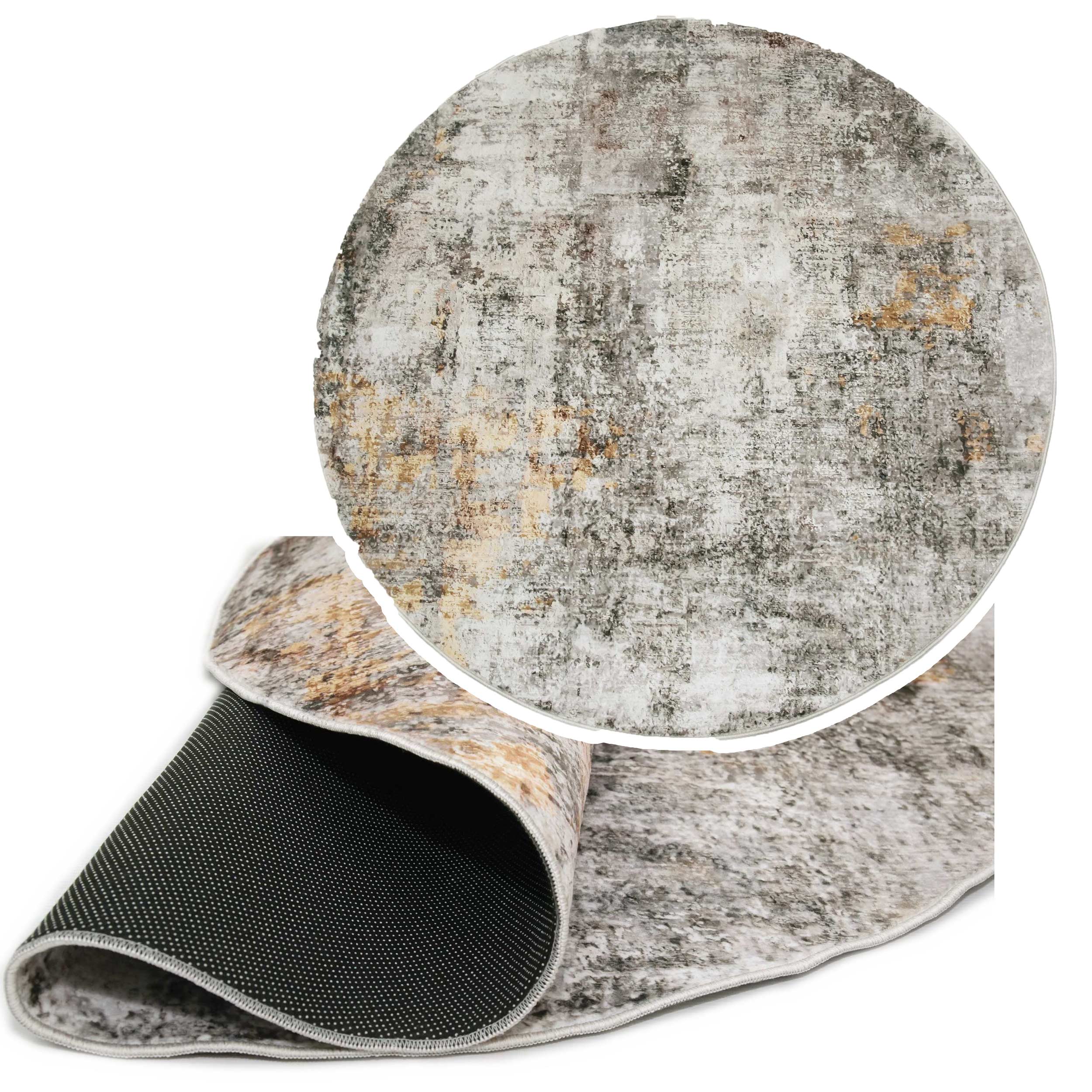 Okrągły Dywan Miękki Pluszowy Flanel do Pokoju Przecierany Wzór 1,2x1,2 m