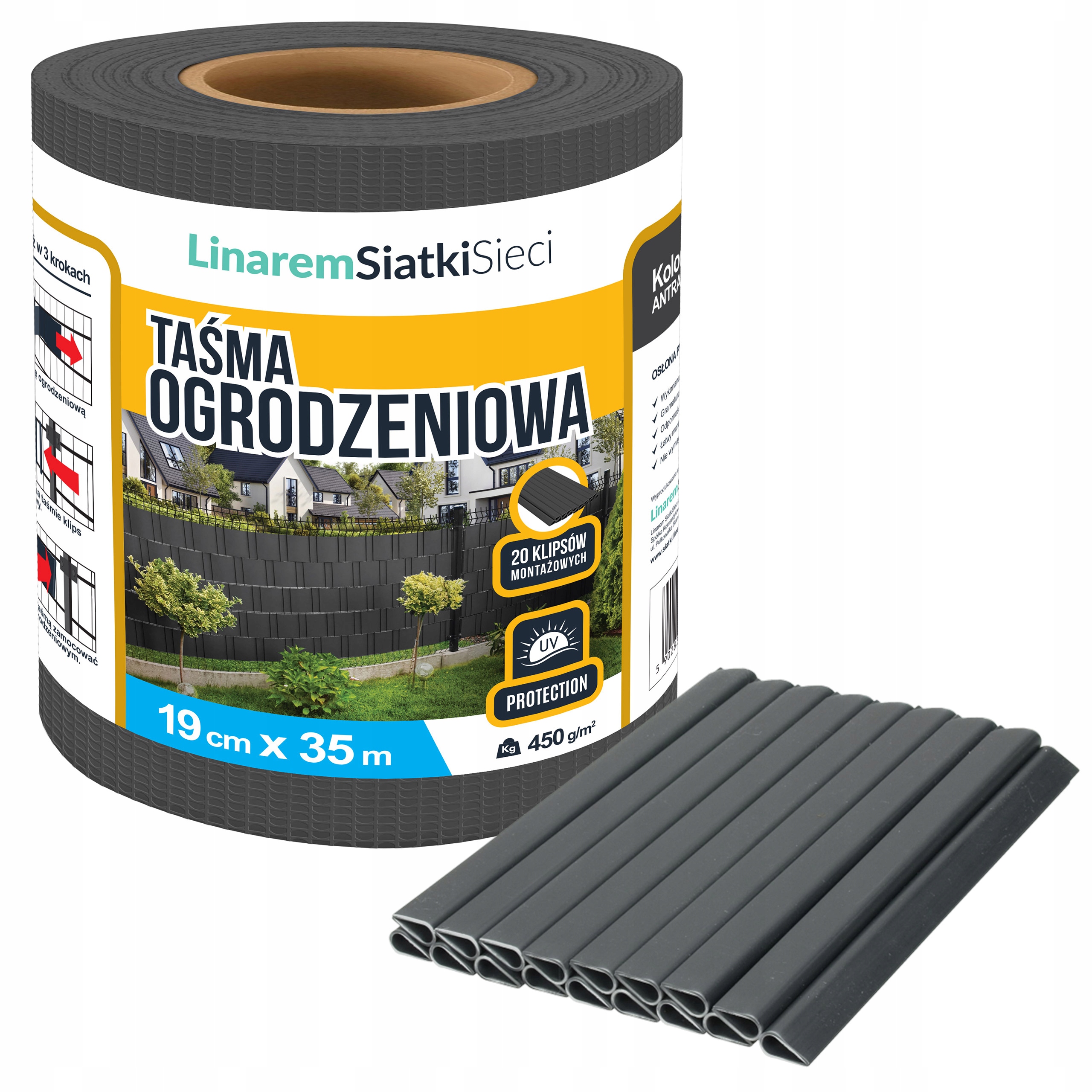 Tieniace panelové pásy Linarem SiatkiSieci 19 cm x 35 m antracit