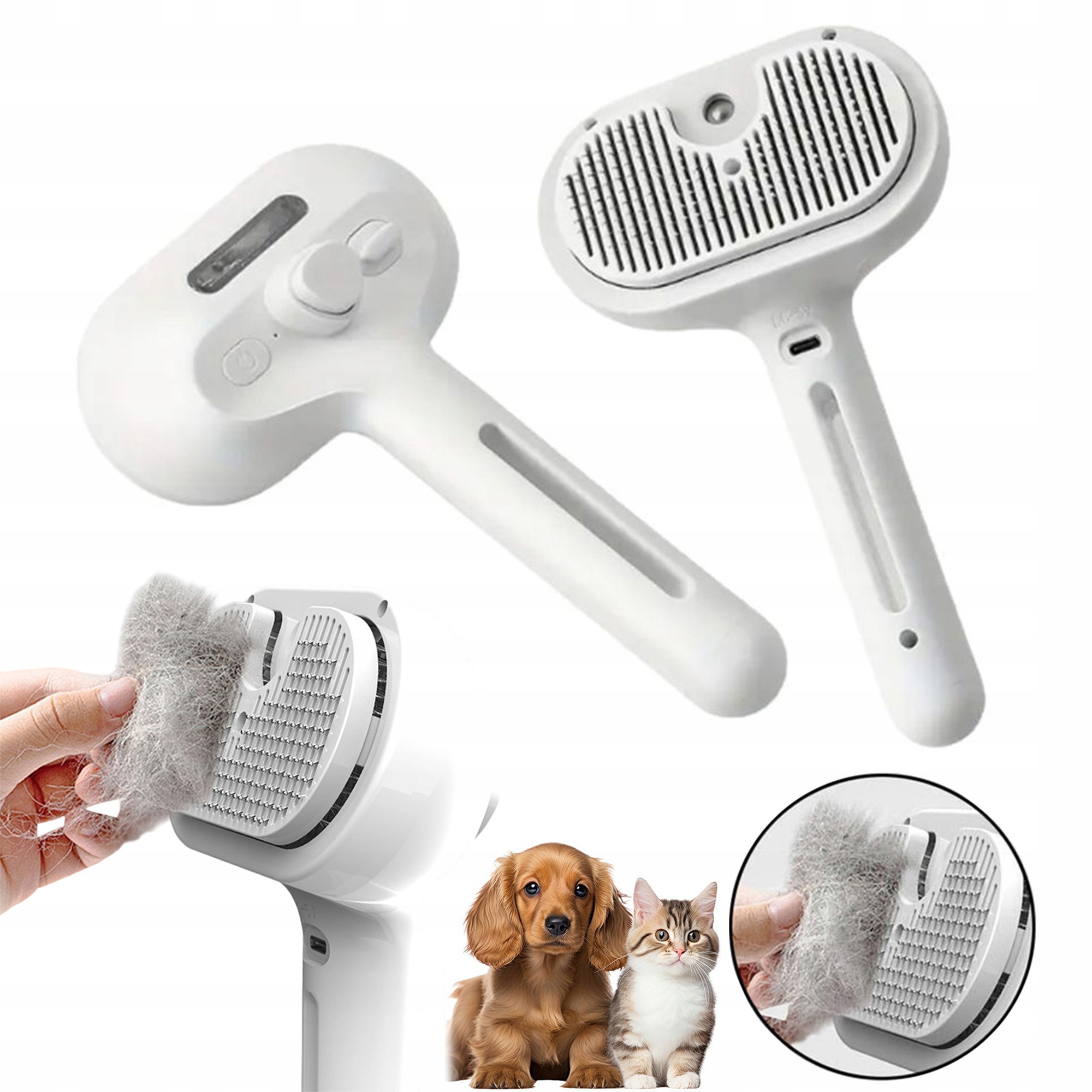 Levně Elektrický Parní Kartáč Pro Péči O Psa O Samočistící Srst Pro Kočky