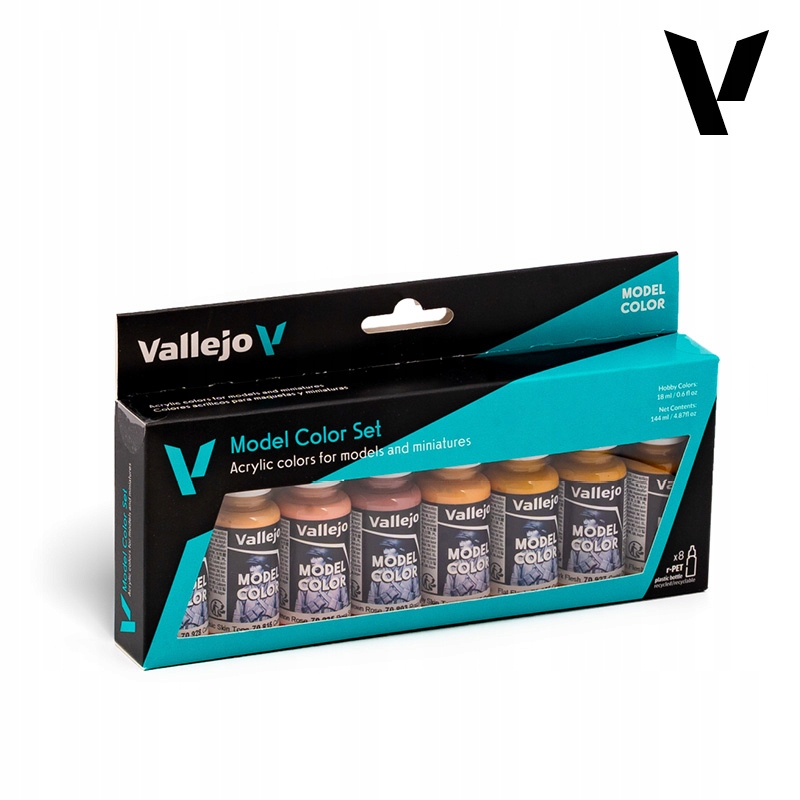 Vallejo 70124 Sada 8 barev Face & Skin Tones Barvy Model Color Set