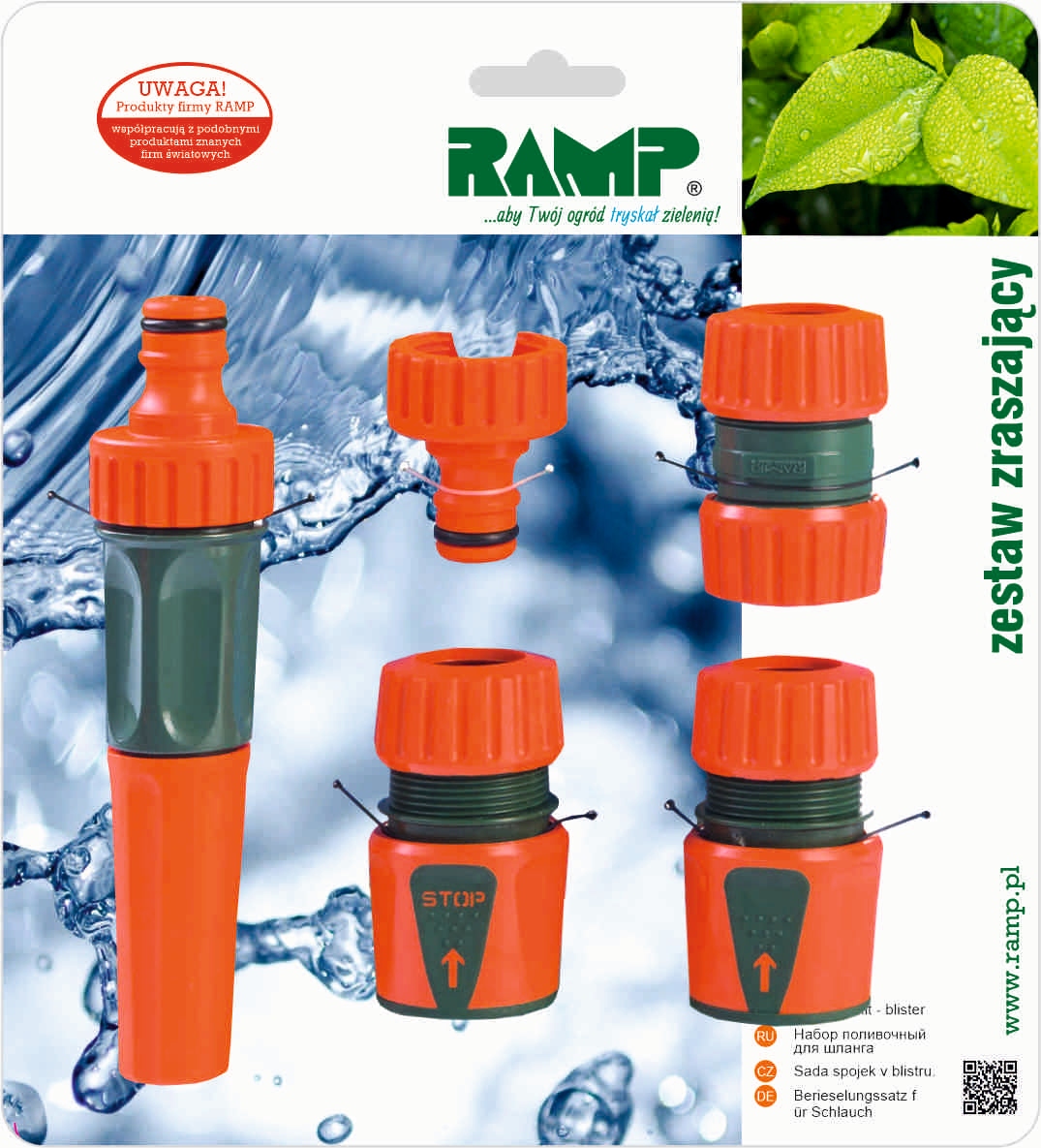 

Zestaw zraszający do węża 1/2" Ramp złączki