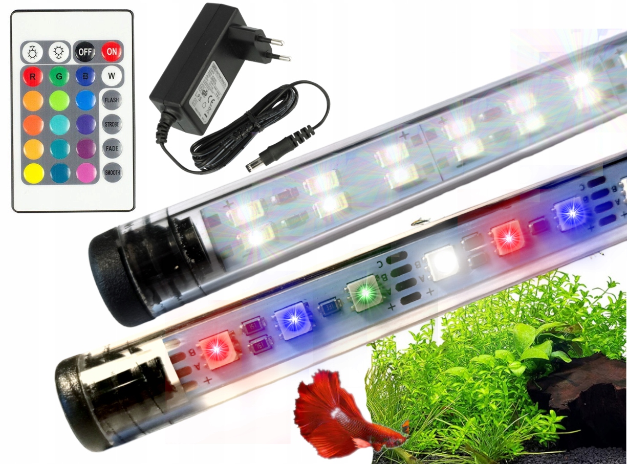 Levně Lumi Flora Zářivka 2x 50 cm Led Akvárium Bílá Dvojitá Rgb