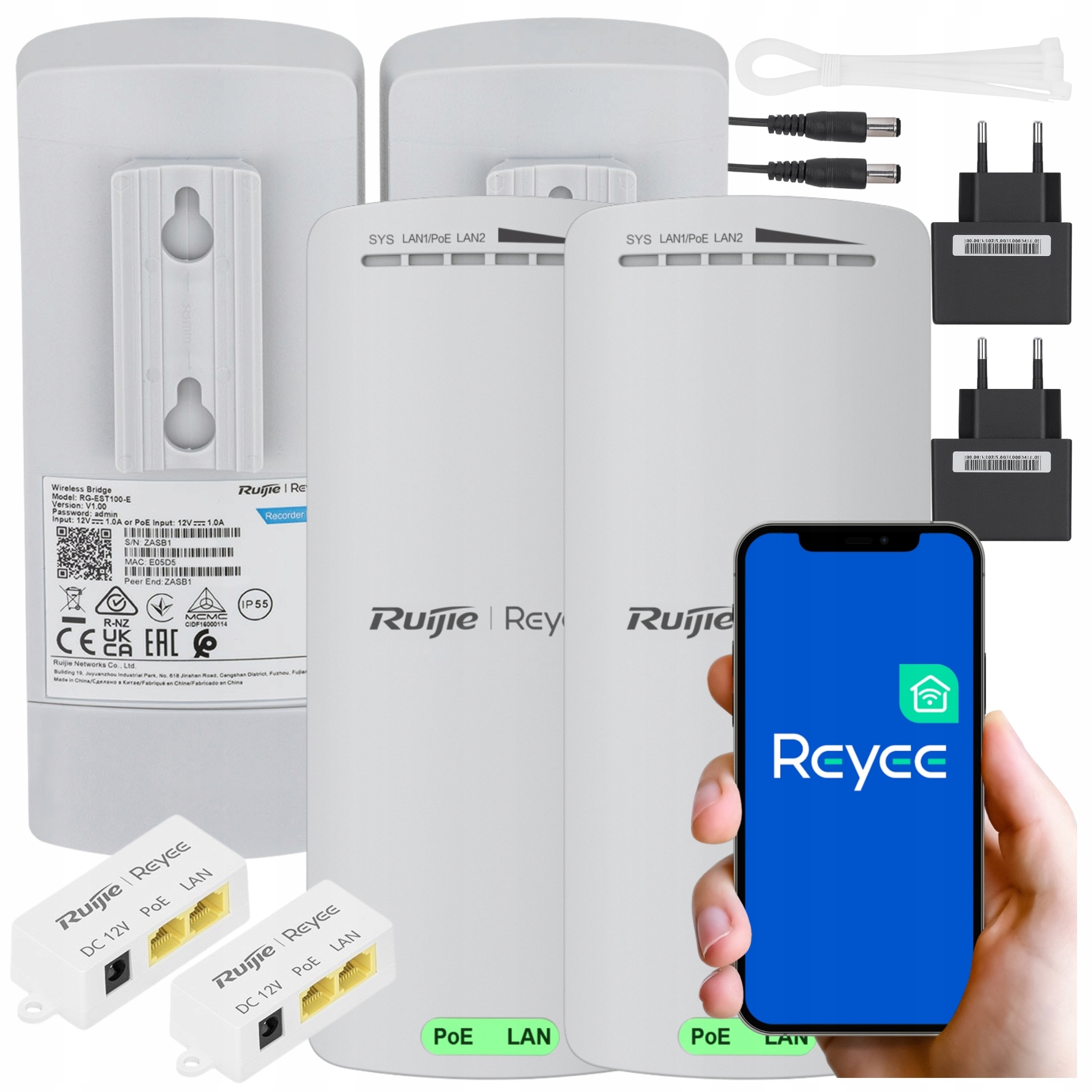 Bezdrôtový sieťový mostík Wi-fi Ruijie Reyee RG-EST100-E 2.4GHz 300Mb/s