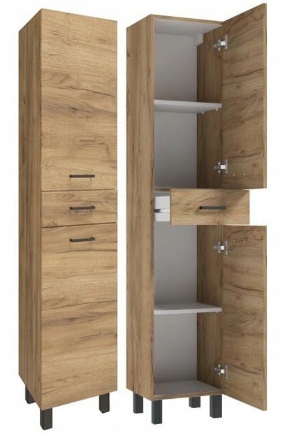 Koupelnový sloupek stojící 169x35 cm s nožičkami skříňka dub craft mat