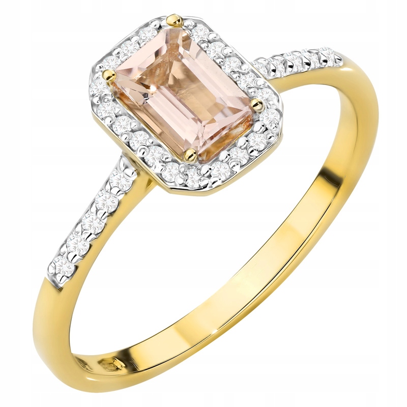 Zlatý Prstýnek ryzosti 585 s Morganitem 0,60 ct a brilianty 14k