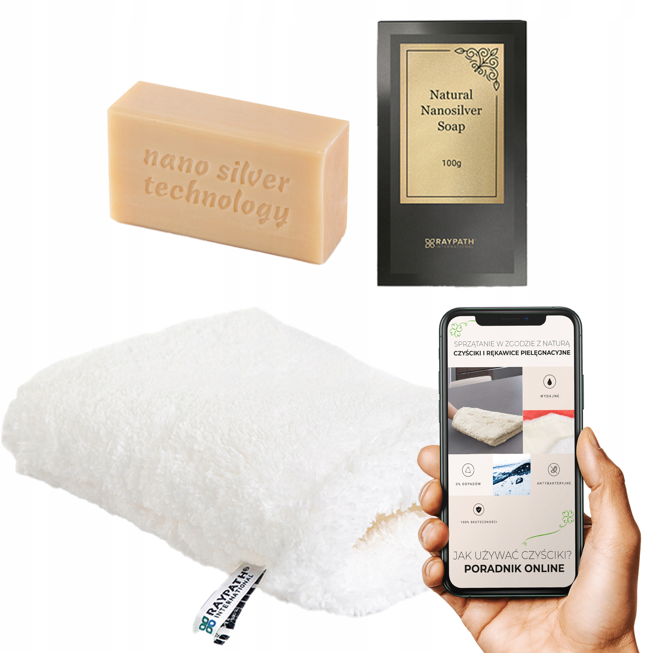 Levně Raypath Sada Na Čalounění Kobercových Sedaček Rukavice Bílá Nova Mýdlo Šedá