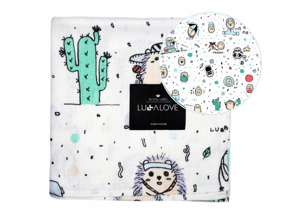 

Lullalove Muślinowy otulacz 100x100 Jeż Niebieski