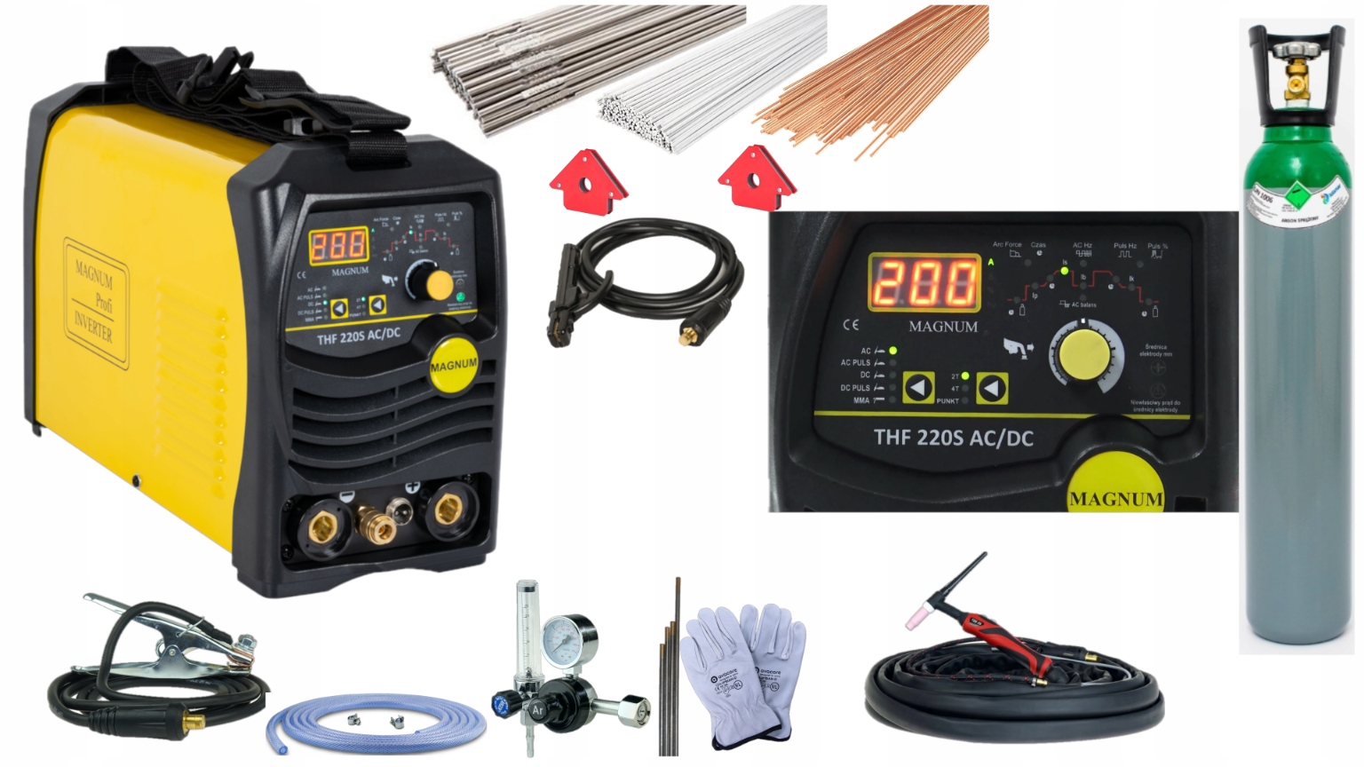 Spawarka inwertorowa Tig/mma Magnum Thf 220S Ac/dc Zestaw aluminium