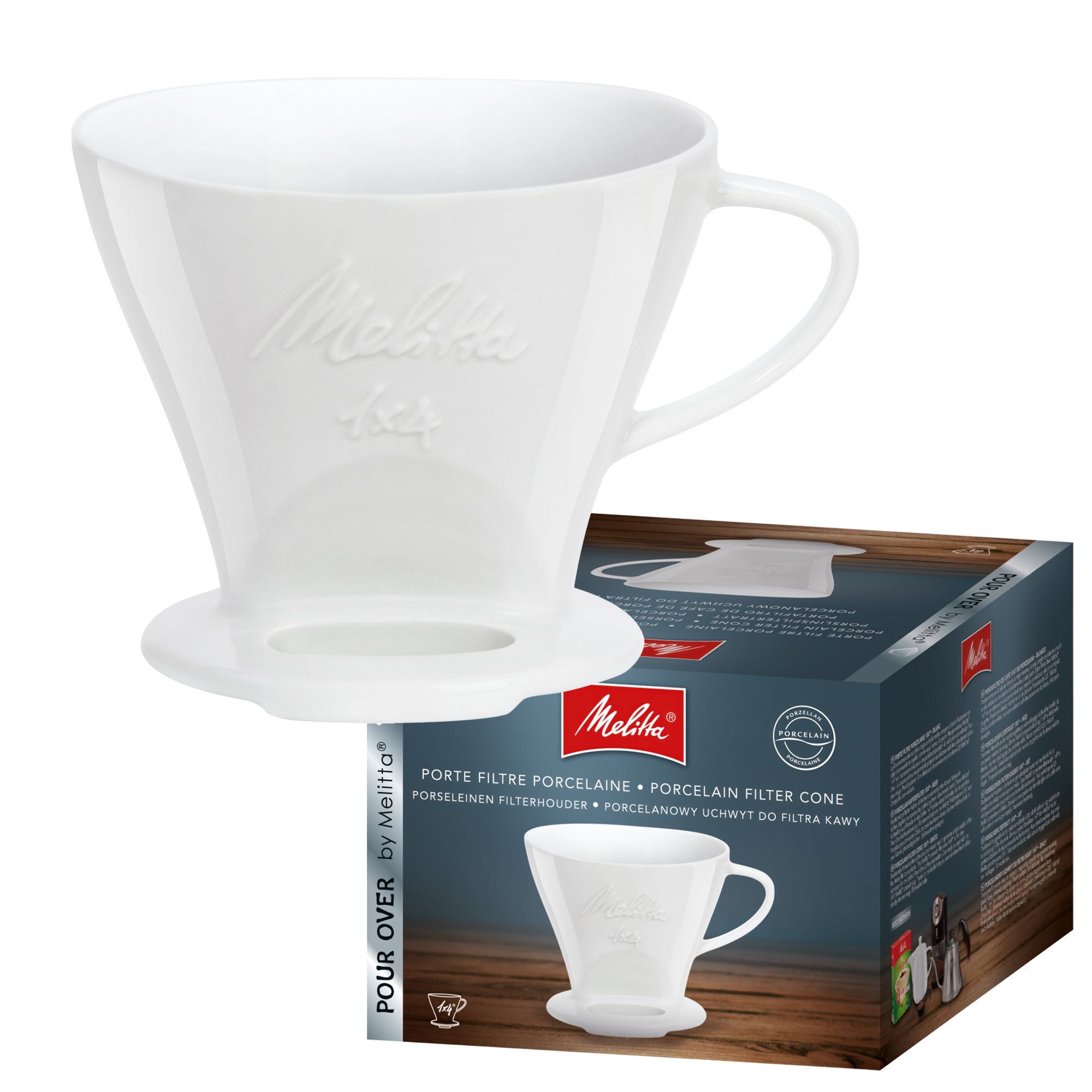 Dripper Melitta 1x4 Porcelanowy Premium Drip zaparzacz filtr do kawy Biały