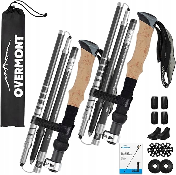 Kijki trekkingowe z włókna węglowego aluminium ultralekkie składane