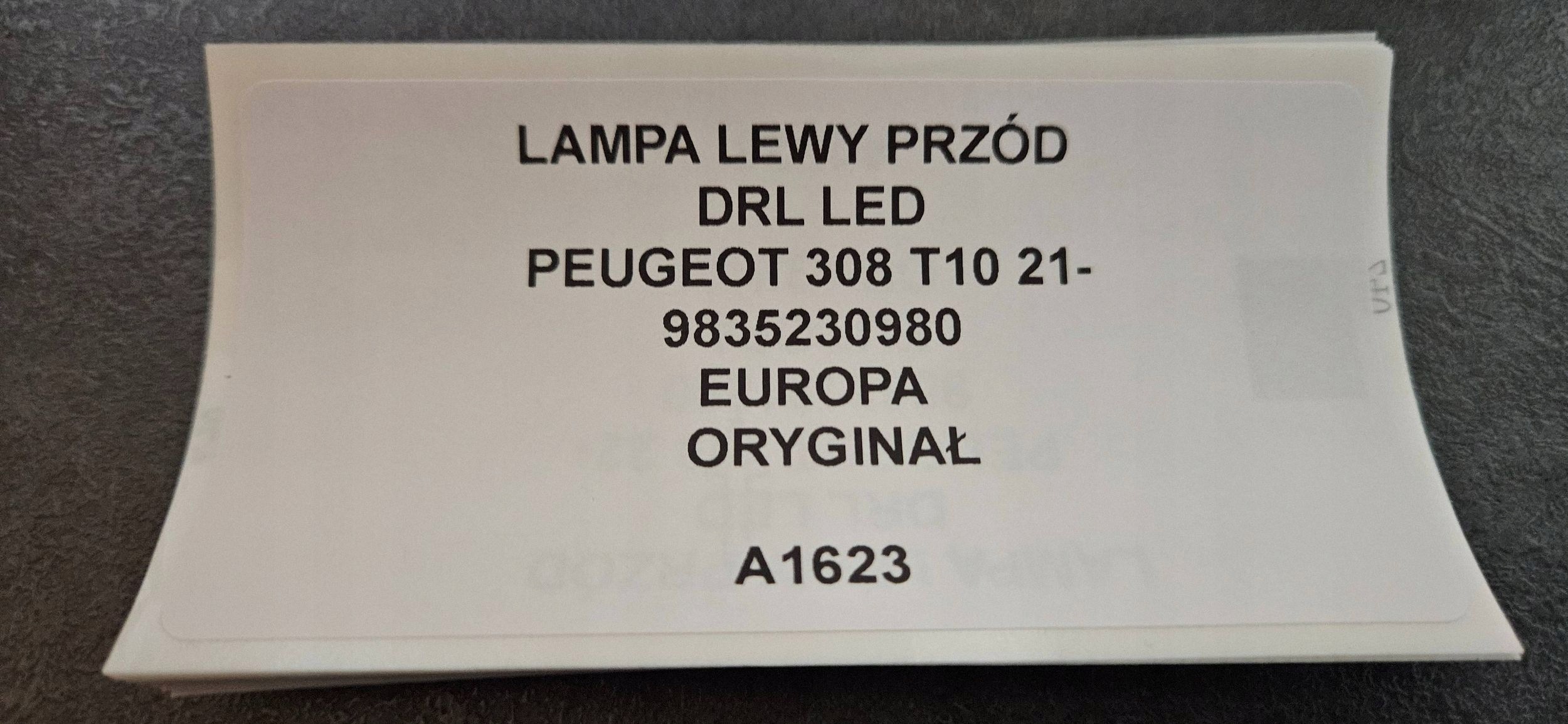 light left front DRL LED PEUGEOT 308 T10 21- original 9835230980