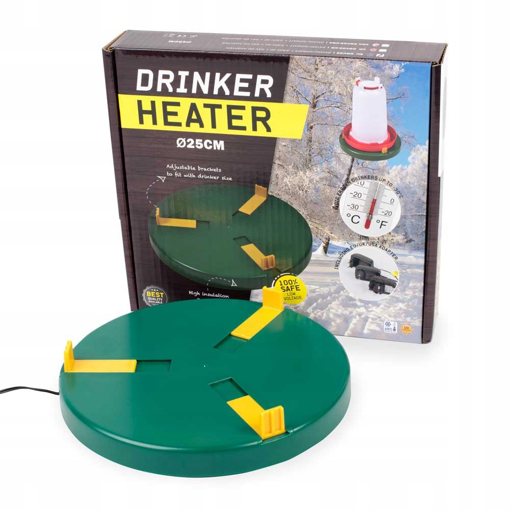 Ohřívač vody napáječek pro holubí drůbež, průměr 27 cm, regulace do -25 °C