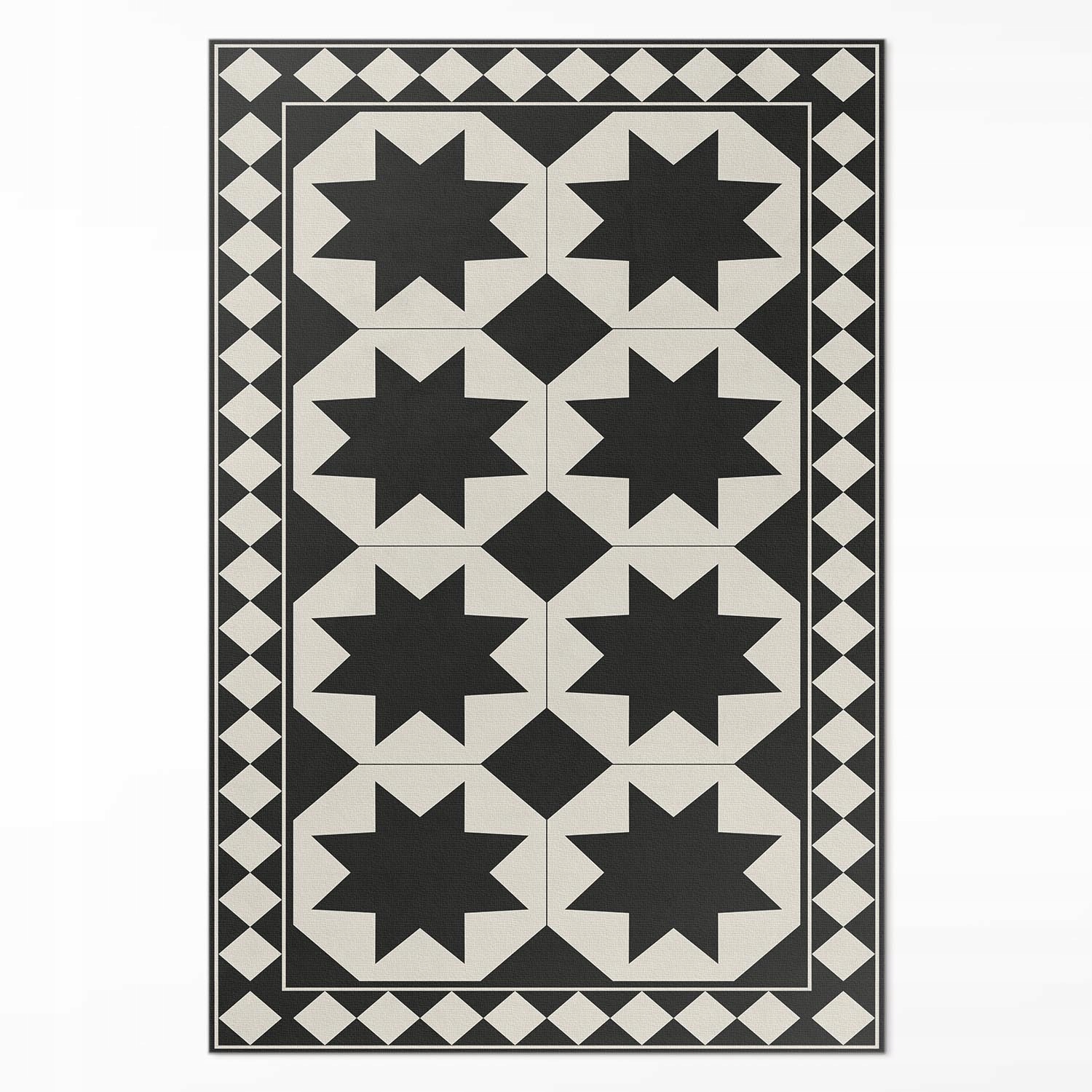 Vinylový koberec s grafikou Čiernobiele hviezdy elegantná mozaika 120 x 180 cm