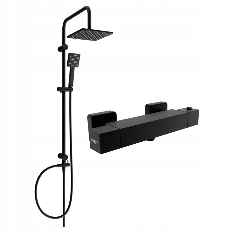 Mexen Tord stenová sprchová súprava s dažďovými tryskami a batériou Cube