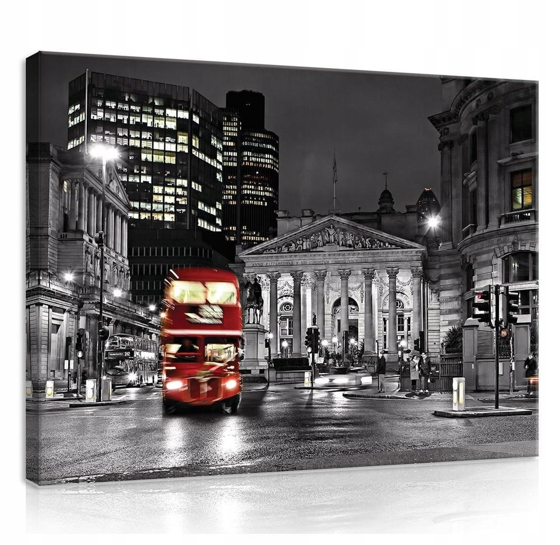 Obraz 100x75 Londýn červený autobus noc město architektura Anglie