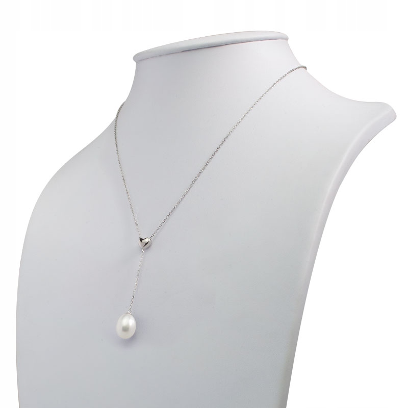 Stříbrný Řetízek S Bílou Perlou A Ozdobným Srdcem