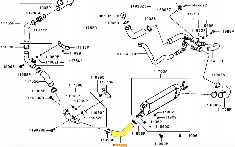 1505A458 - ТУРБО ШЛАНГ ДЛЯ MITSUBISHI OUTLANDER 2.0