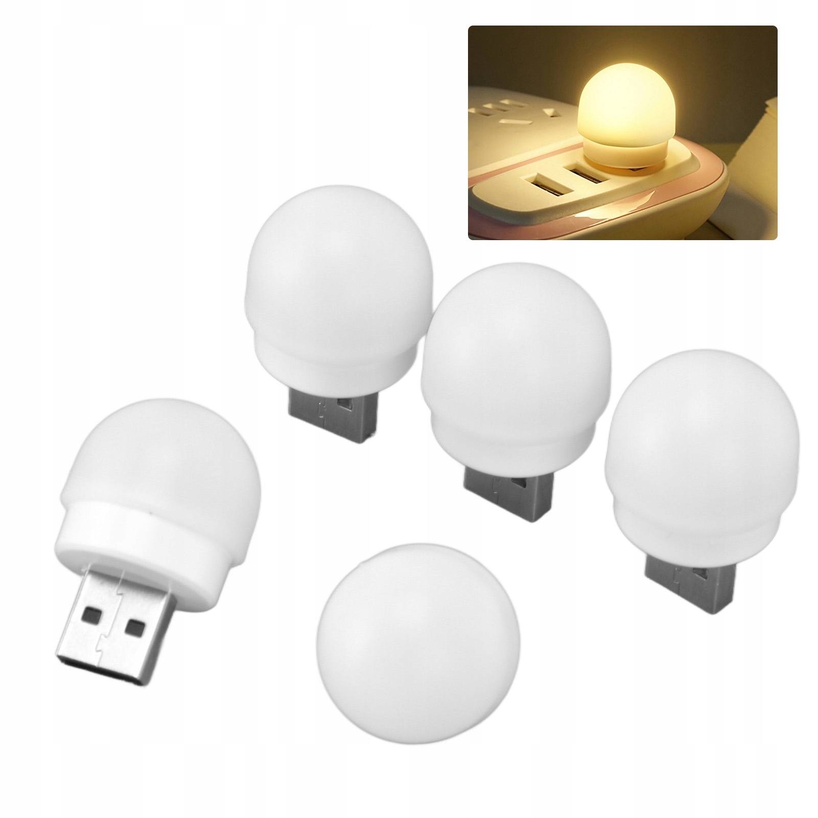 5 SZT. LAMPKA NOCNA LED USB PRZENOŚNA AWARYJNA