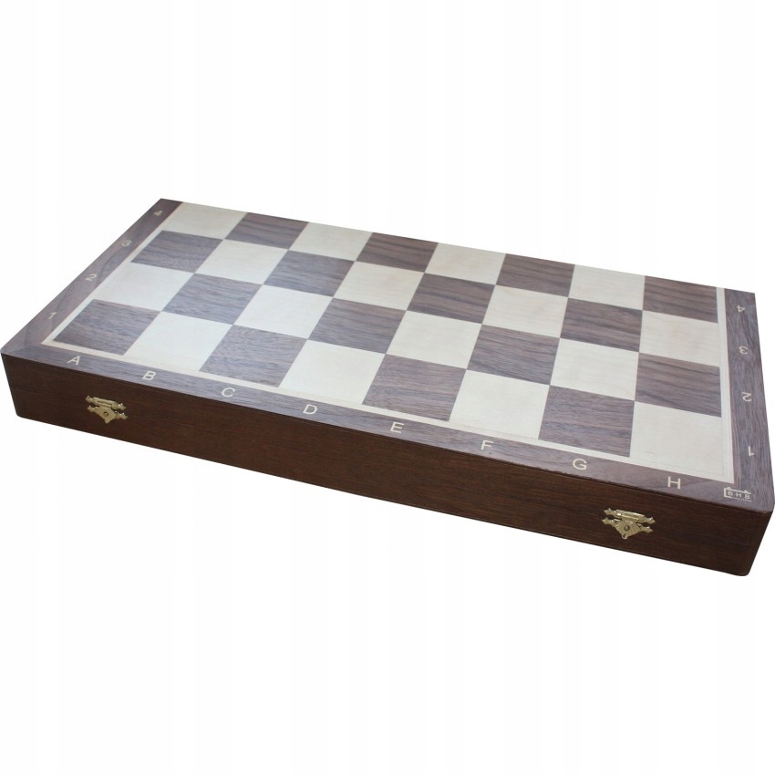DUŻE SZACHY TURNIEJOWE 54x54 ORZECH, INTARSJA NR 6 Producent Caissa
