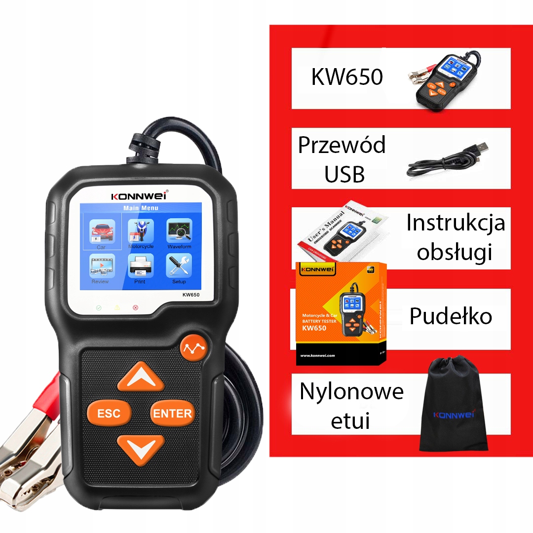 Tester akumulatorow Konnwei KW650 Mark Konnwei