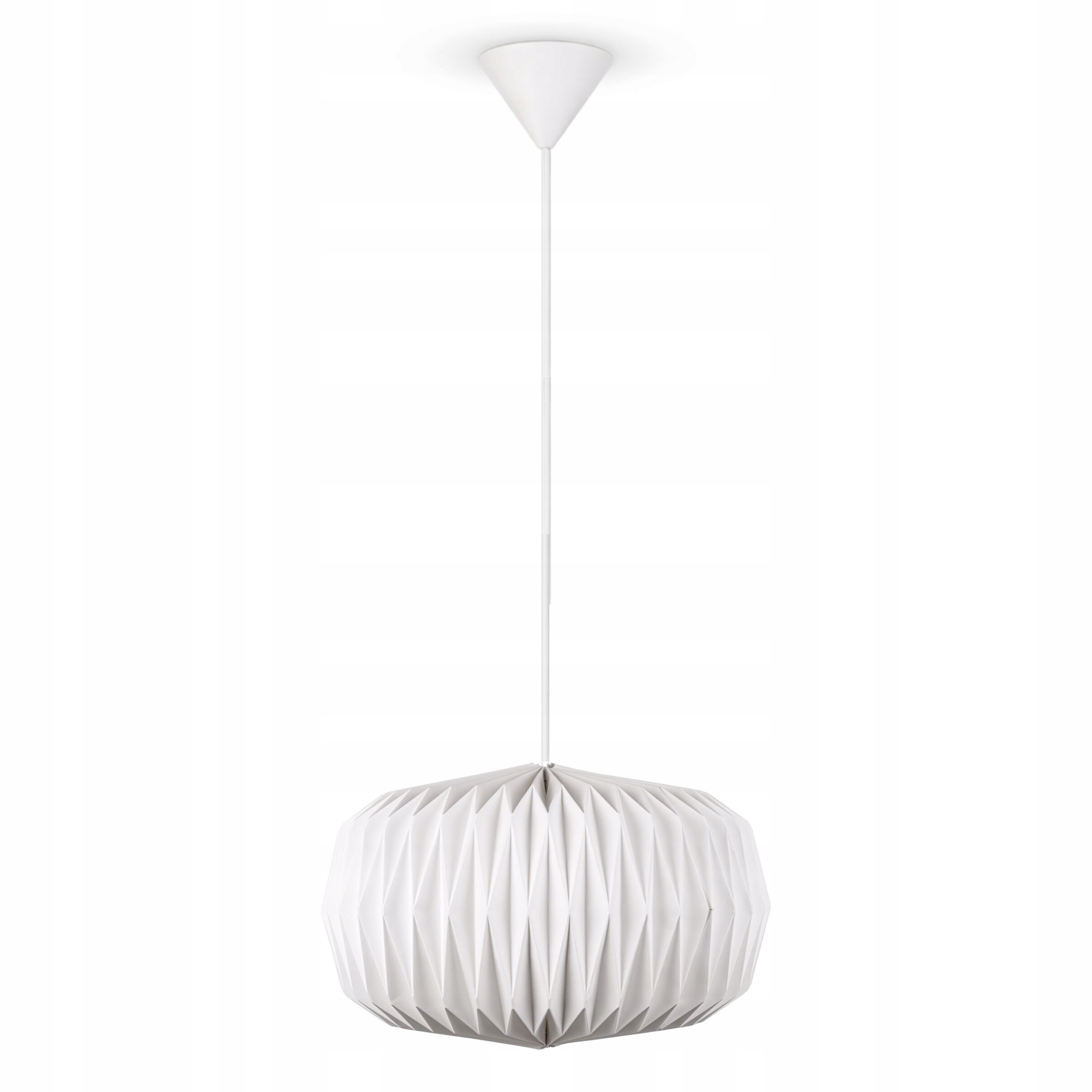 Závěsná lampa do obývacího pokoje ložnice velká Klosz bílá E27 papírová stínidlo 44 cm