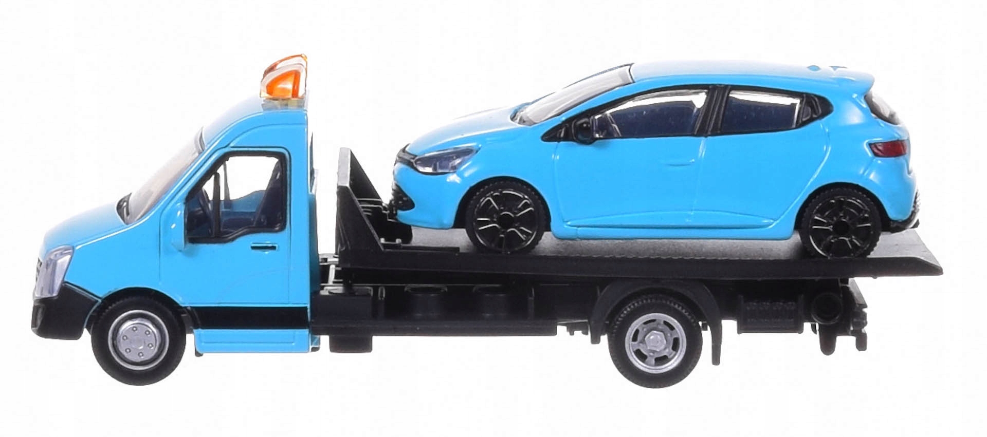 BURAGO FLATBED TRANSPORT RENAULT CLIO MODEL METAL Kolor dominujący odcienie niebieskiego