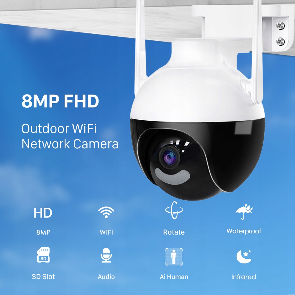 Venkovní Otočná Kamera WiFi 5x Zoom 8MPx 4K