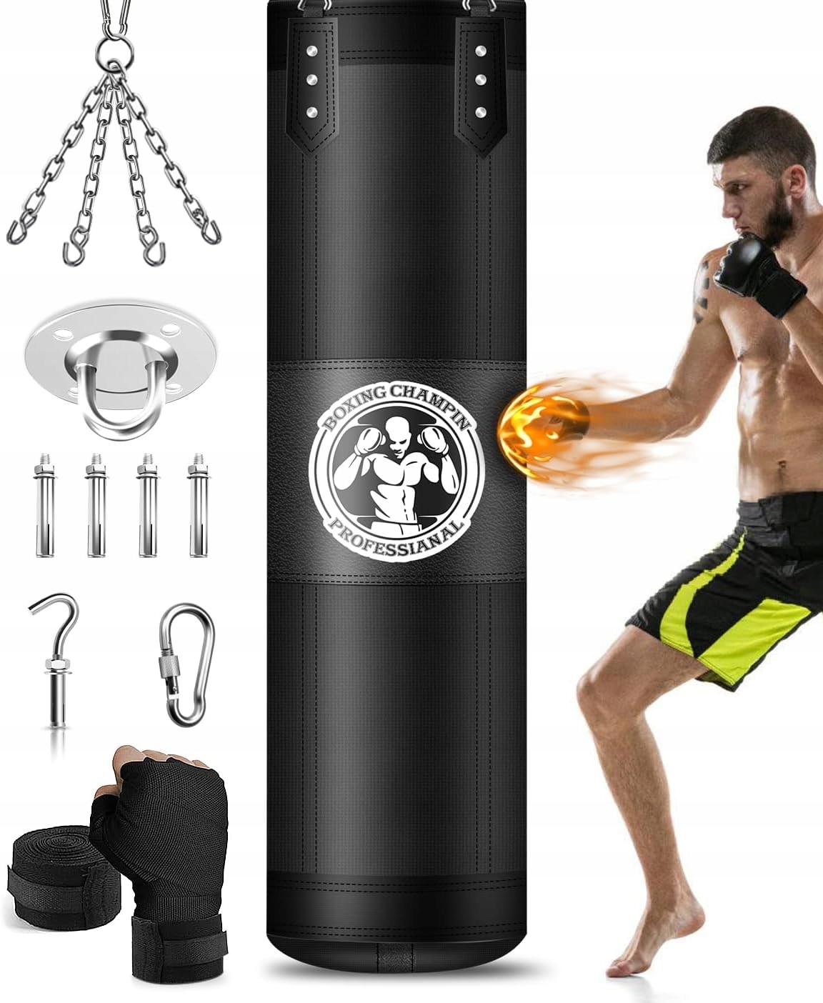 Závěsný Boxovací Pytel 120 CM, Tréninkový Set Mma Muay Thai Kickbox